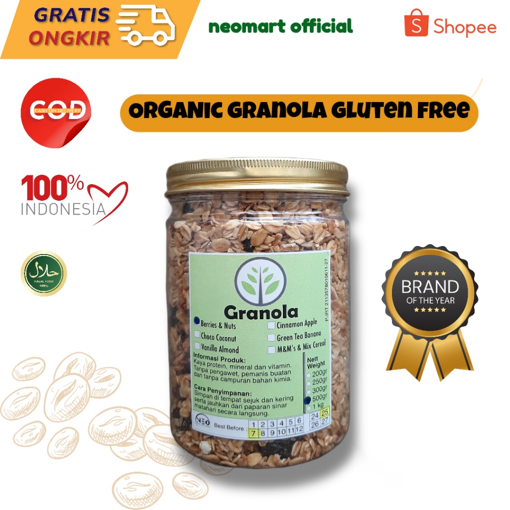 

PROMO Granola Neo 500gr Sereal Sarapan Sehat. Oat, kismis, almond, Paket Sarapan.Paket Diet. Sarapan Sehat. Makanan Diet. Makanan rendah kalori