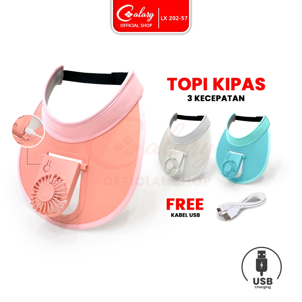 CALARY Topi Kipas Angin USB Portable Mini Fan Hat Topi Anti Panas Topi Pantai Fashion Traveling 202-