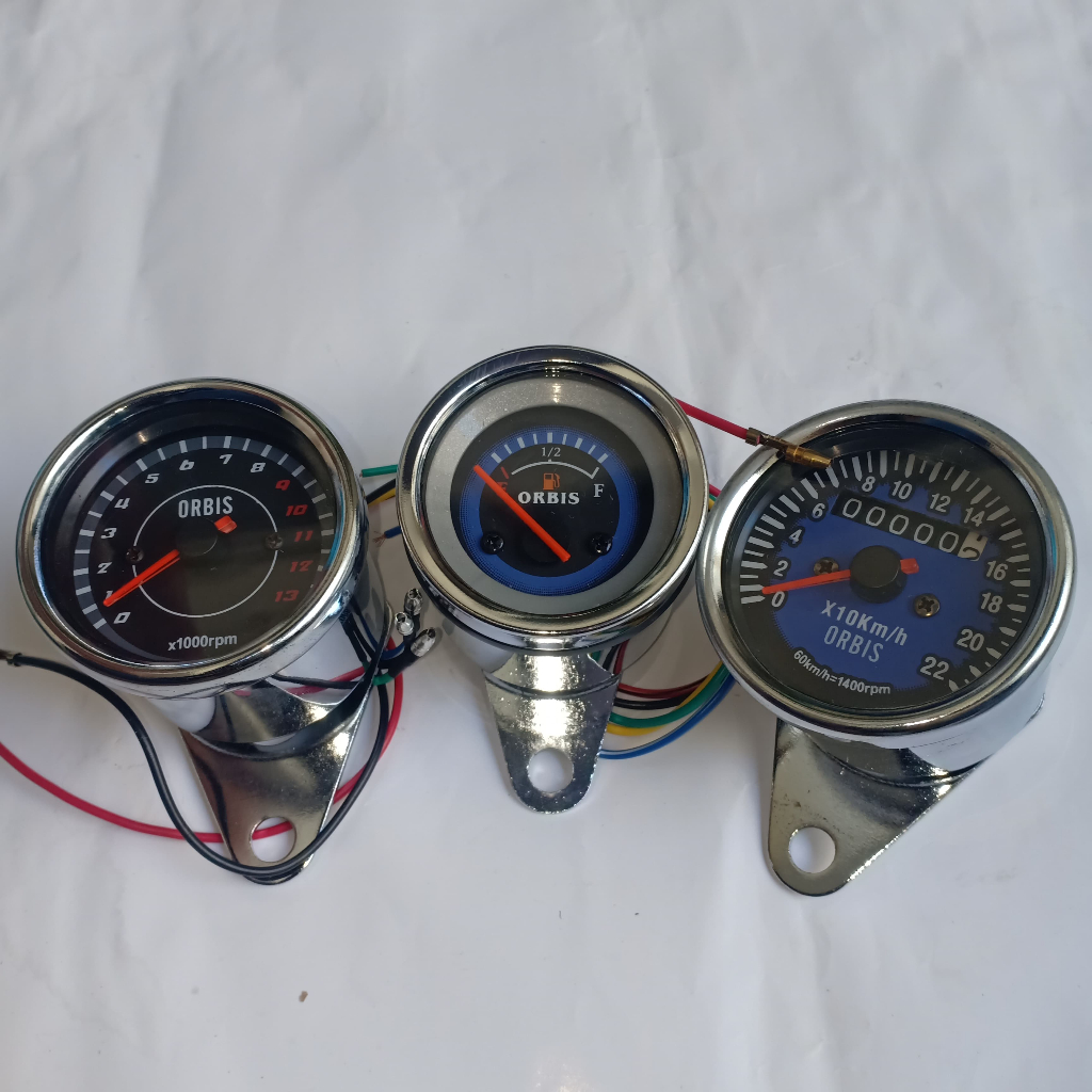 [GROSIR] AMPERE AMPER SPEEDOMETER KILOMETER RPM BENSIN FULLMETER FULL METER MOTOR MOBIL UNIVERSAL