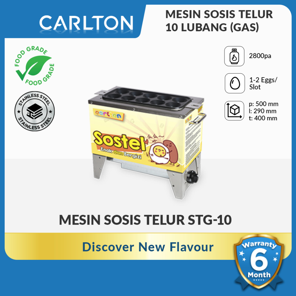 CARLTON Mesin Sosis Telur Mesin Sostel GAS 10 Lubang STG10