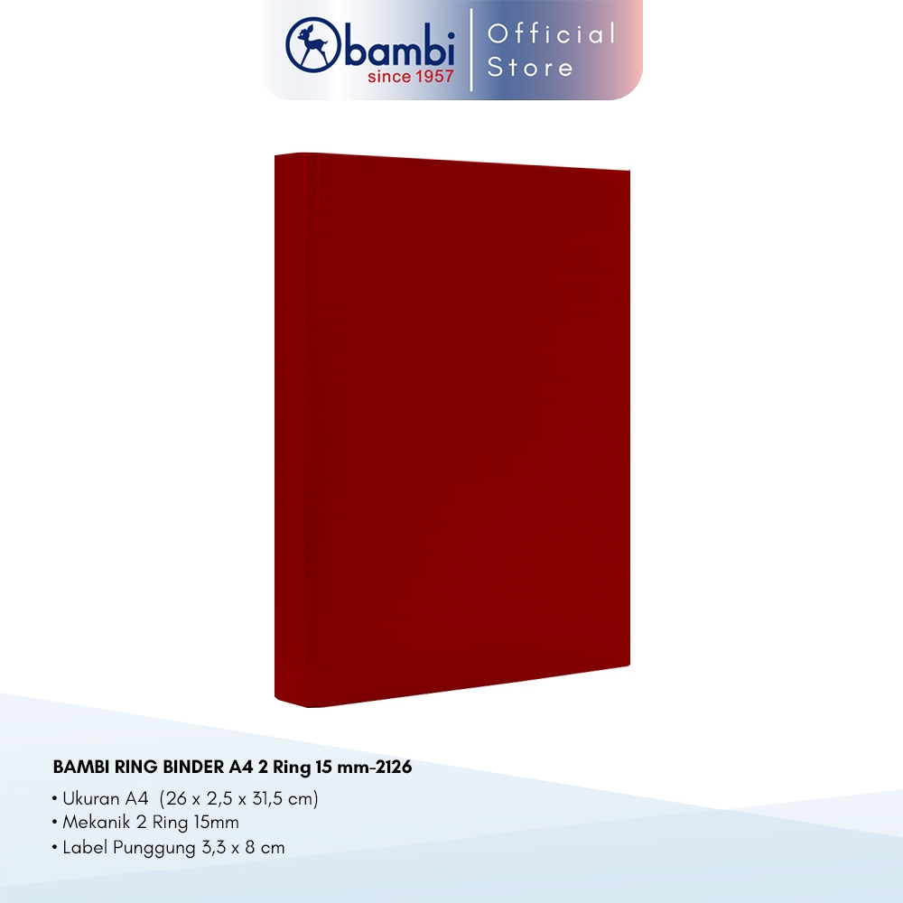 

Bambi Ring Binder A4 2 Ring Dark Red SMALL SIZE 15 mm