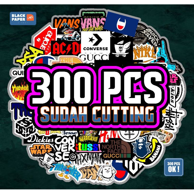 

stiker brand paket isi 300pcs