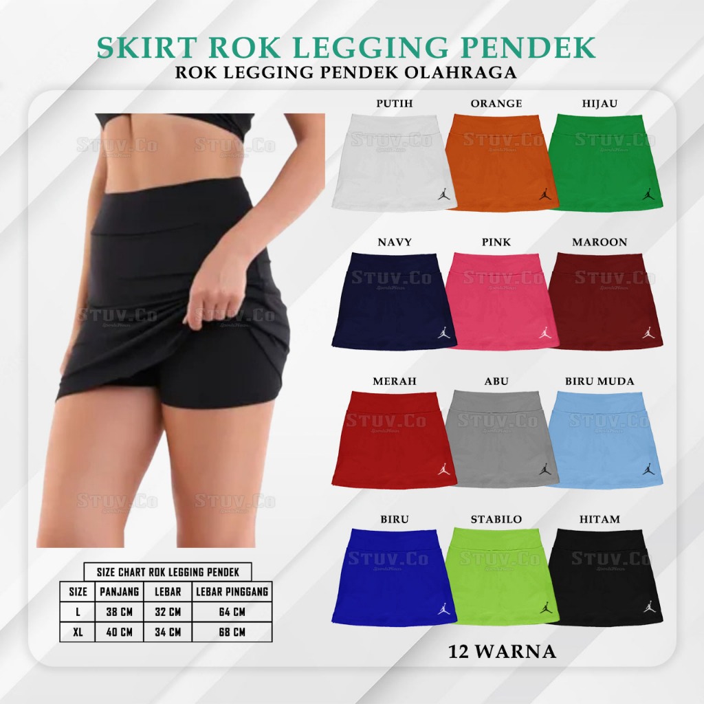 Rok Legging Pendek Olahraga Skirt Sport Legging Pendek Rok Wanita Bahan Hyget Premium Olahraga Renan