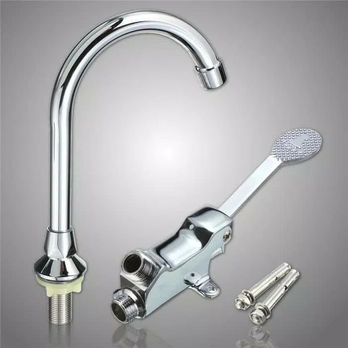 kran wastafel injak / kran cuci tangan pedal injak kaki stainless kuat