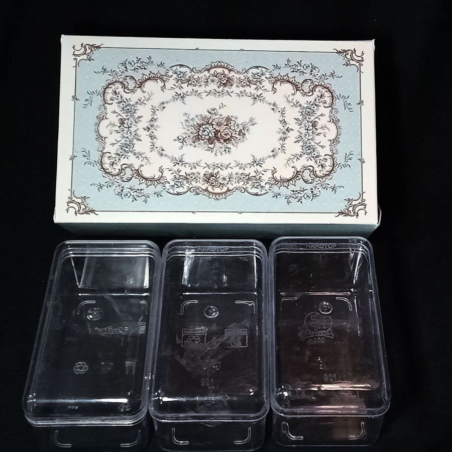 

( 5 pcs ) Dus Kotak Hampers Brownies Box Vintage Biru Muat 3 Toples 350gr Packaging Bolu Gulung