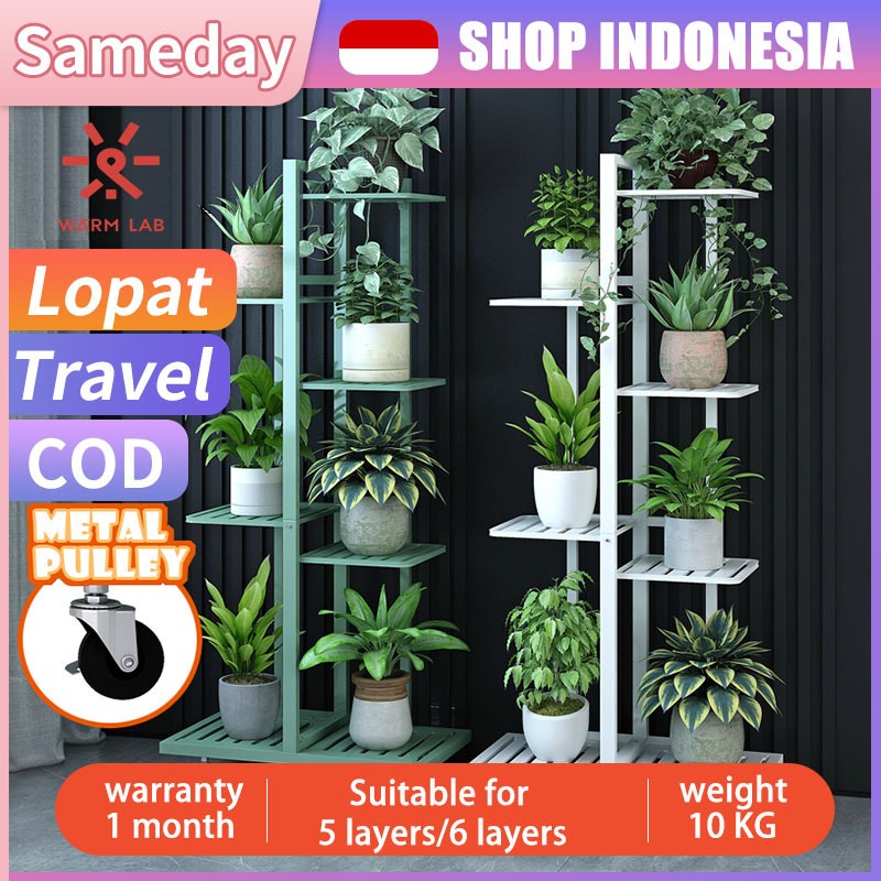 WARM LAB RAK TANAMAN BESI DENGAN RODA RAK POT BUNGA RAK BUNGA MINIMALIS 6,7 SUSUN