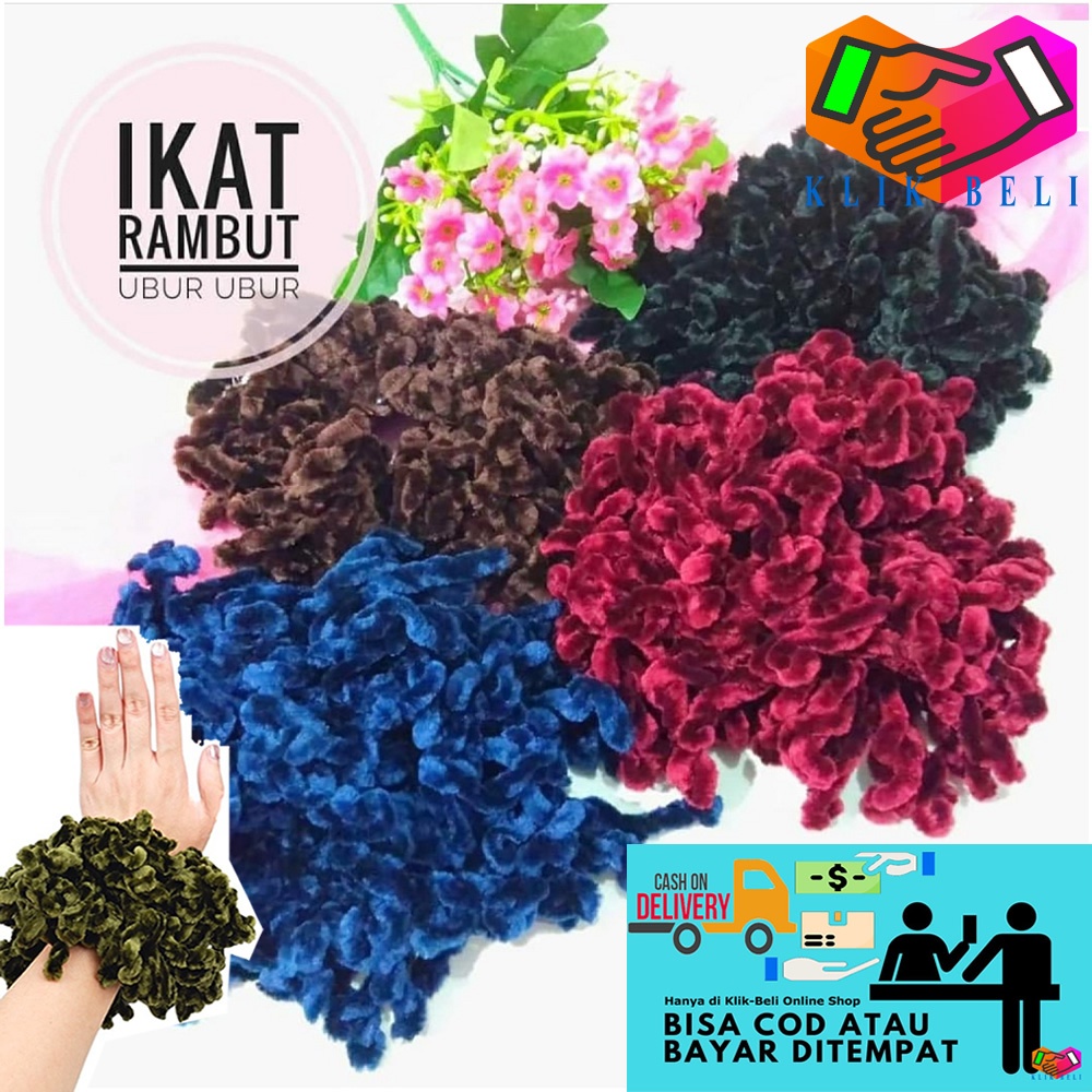 Ikat Rambut 100 Jurai Ubur Ubur Ukuran Besar / Jumbo Cepol Kunciran Cendol Scrunchie Cepolan Hijab