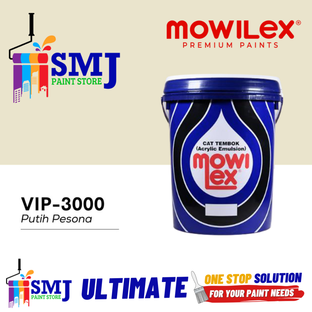 Cat Tembok Interior MOWILEX EMULSION Warna Putih Pesona VIP 3000/ E3000 2,5L