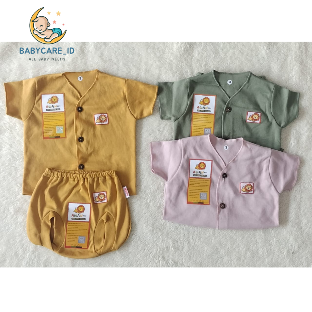 Setelan awan pendek kancing depan / Set baju anak kancing depan / Set Baju pendek kancing depan bayi