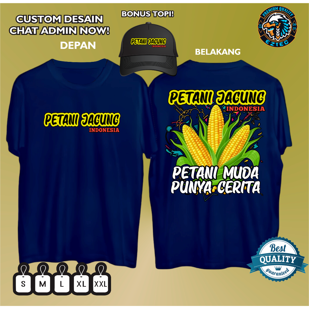 KAOS PETANI JAGUNG INDONESIA PETANI MUDA PUNYA CERITA BONUS TOPI VARCITY APPAREL