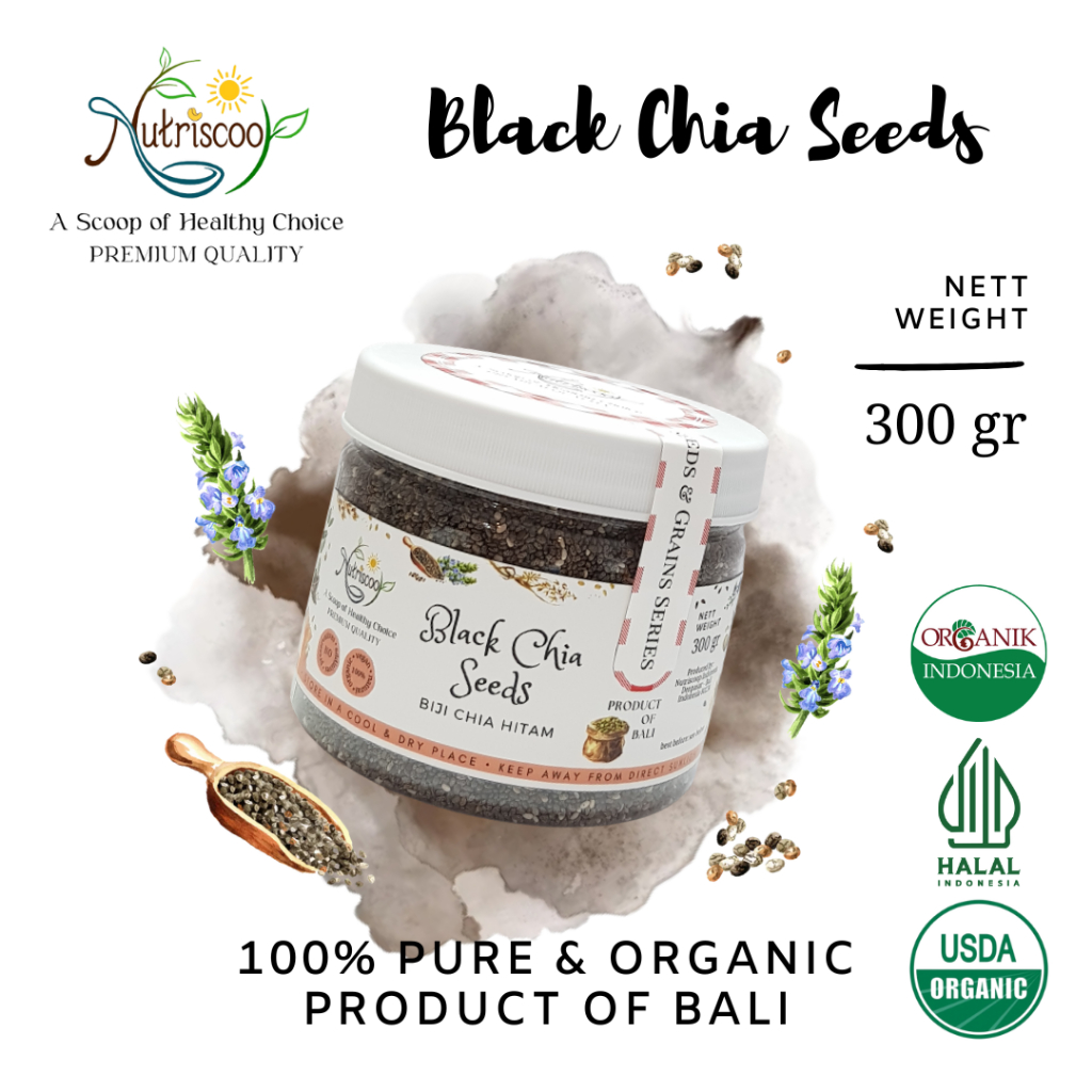

300gr PREMIUM ORGANIK 100% Biji Chia Hitam/ Black Chia Seed (Toples)