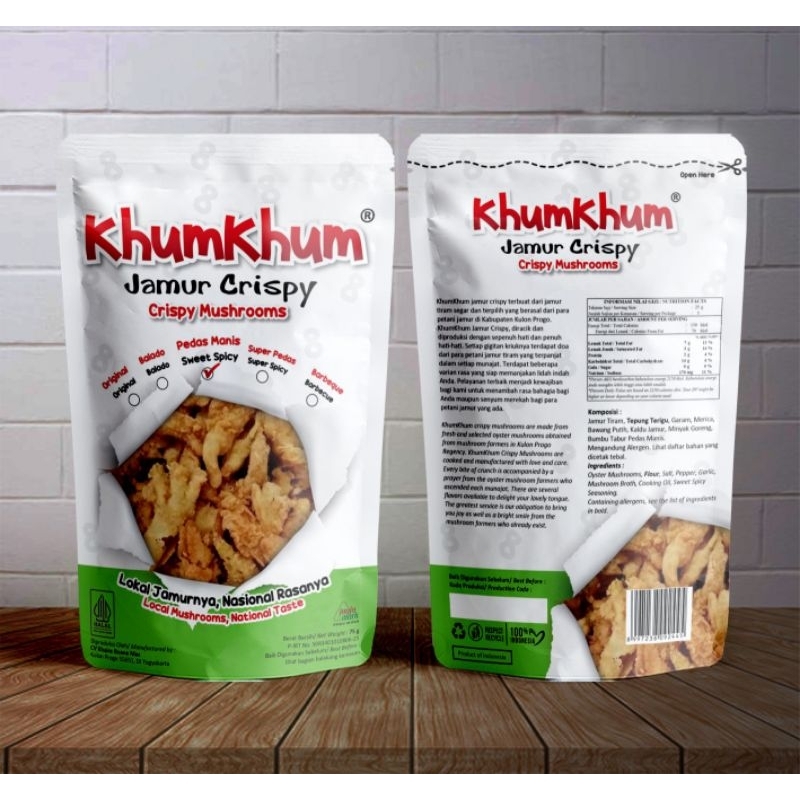 

KhumKhum Jamur Crispy Mushroom Pedas Manis 75 gram Free Bubble Wrap Gratis Packing Kardus Khum Halal MUI Makanan Sehat Jajanan Indonesia Snack Camilan Makanan Ringan Lokal Rasa Nasional Dus Paking