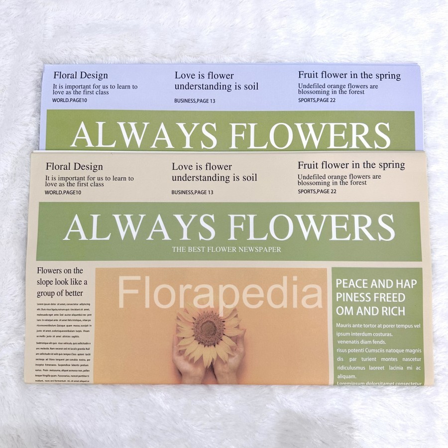 

(per pack) Flower Wrapping Paper Motif Newspaper Magazine Flower / Kertas Buket Bunga Kado / Korean Paper Wrap