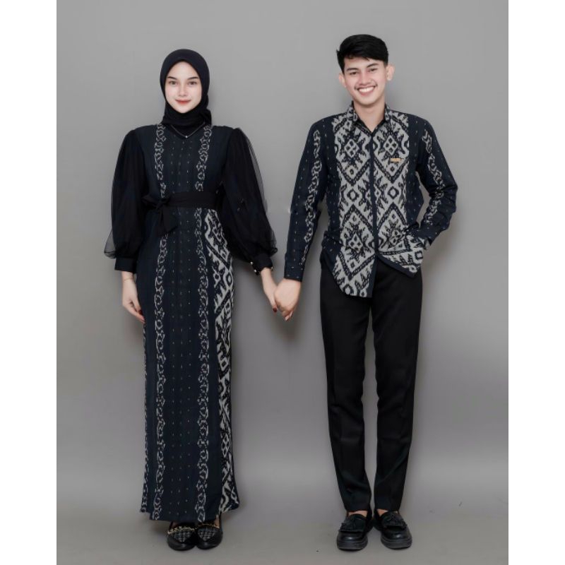 BAJU TENUN PADMA COUPLE BLACK - BAJU TENUN TENUN COUPLE - BAJU COUPLE KONDANGAN TENUN - COUPLE BAJU 