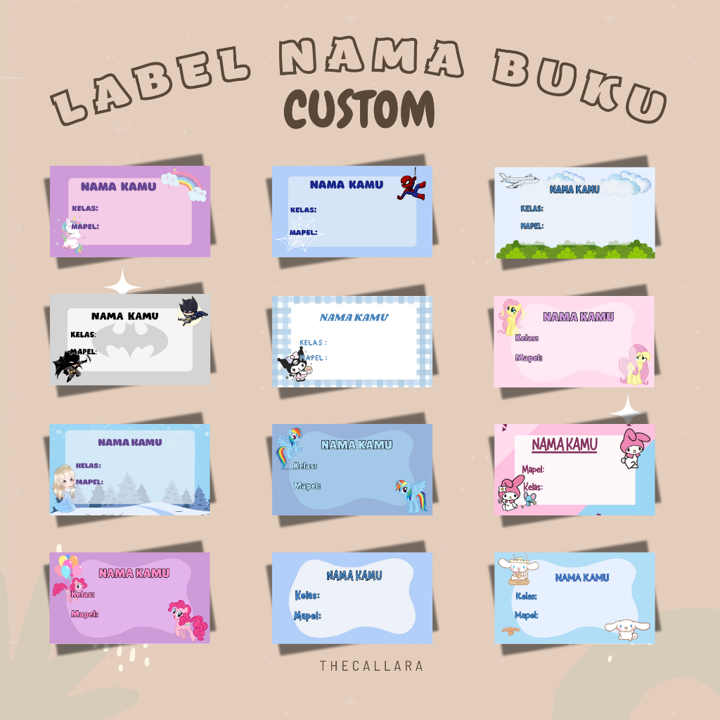 

Label Nama Buku - 1 Set isi 30 PCS - Custom