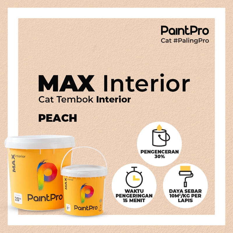 PaintPro MAX Peach Cat Tembok 20 Kg Interior Warna Peach