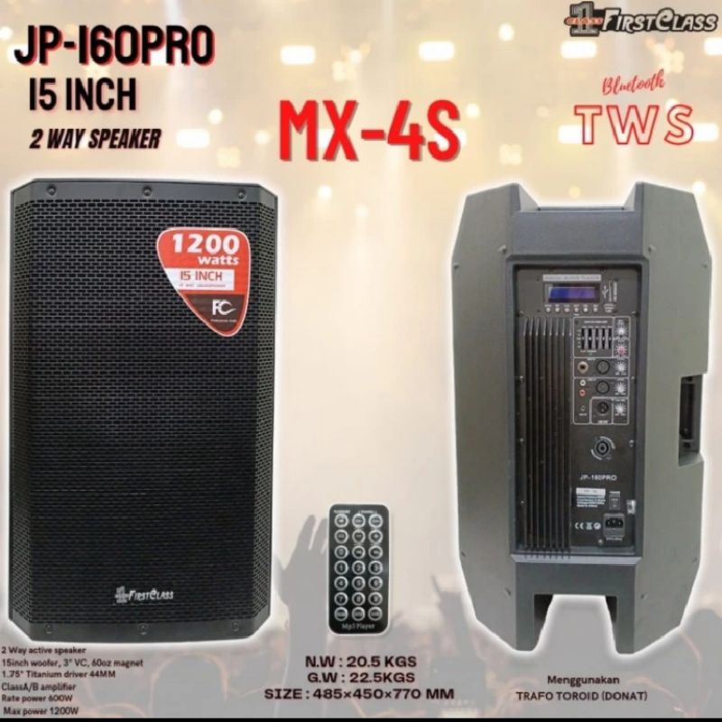 Speaker aktif 15 inch Firstclass JP160PRO MX4S  JP 160PRO