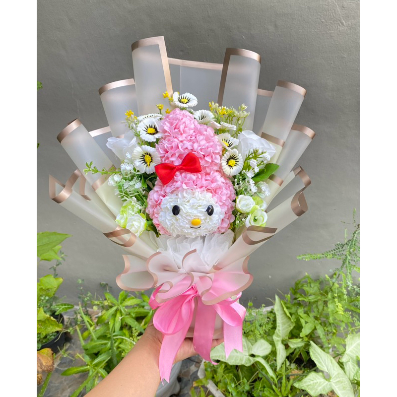 Hand Buket Sanrio My Melody Bunga Flower Artificial | Buket Wisuda Ulang Tahun Anak Pacar Snack Bung