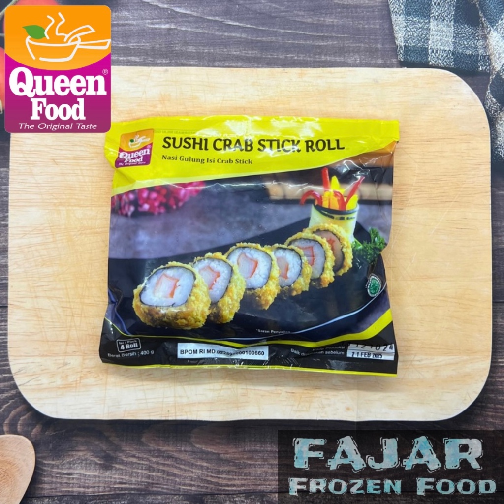 

QUEEN FOOD SUSHI CRAB STICK ROLL 400gr ISI 4 PCS | QUEEN FOOD NASI GULUNG ISI CRAB STICK 400gr