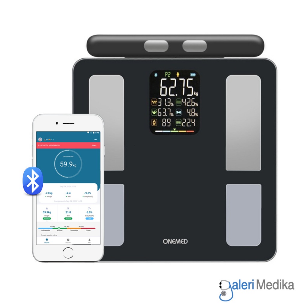 RB22 Timbangan Digital Onemed 825 Body Fat BMI Android/iOS / Timbangan Badan BMI, Body Fat Onemed