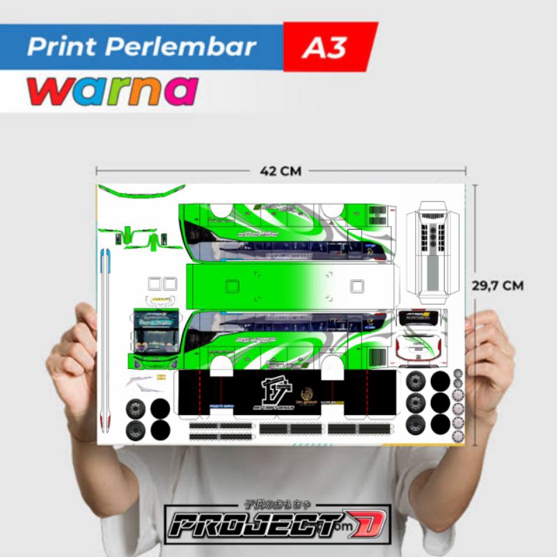 LEMBARAN POLA MINIATUR BUS TUAN MUDA JET BUS 5 ASYROF / PAPERCRAFT