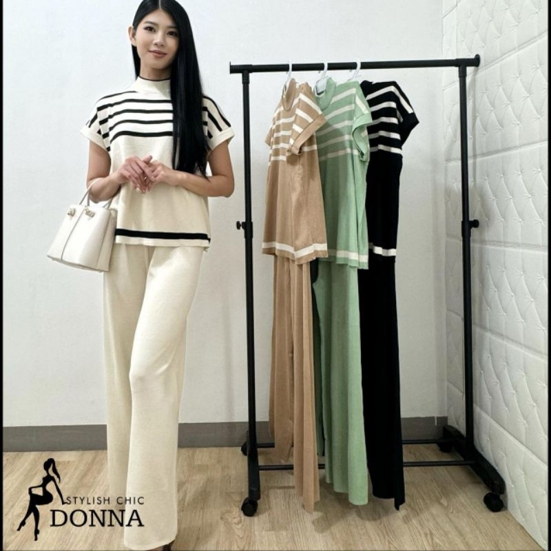 Donna Knit One Set / Setelan rajut one set / Setelan rajut celana panjang / Setelan rajut baju pende
