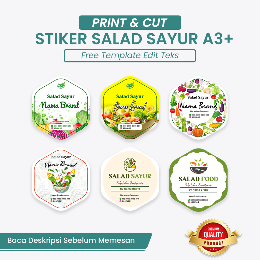 

King Postka - Stiker Salad Sayur - Stiker Label Salad Sayur Custom Nama SSS
