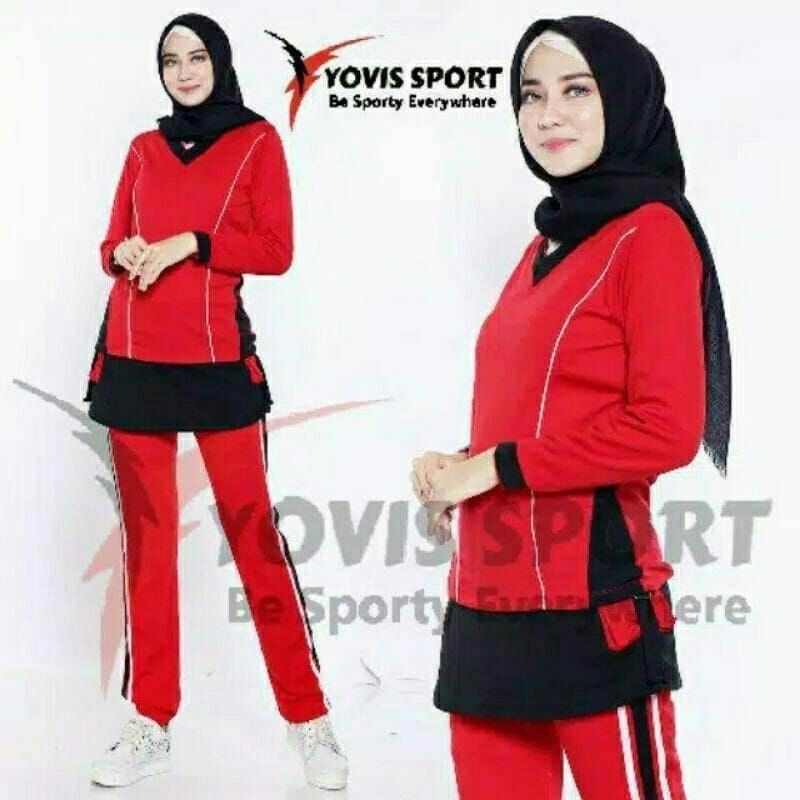 Setelan senam wanita/baju setelan senam wanita muslimah/one set senam wanita muslimah