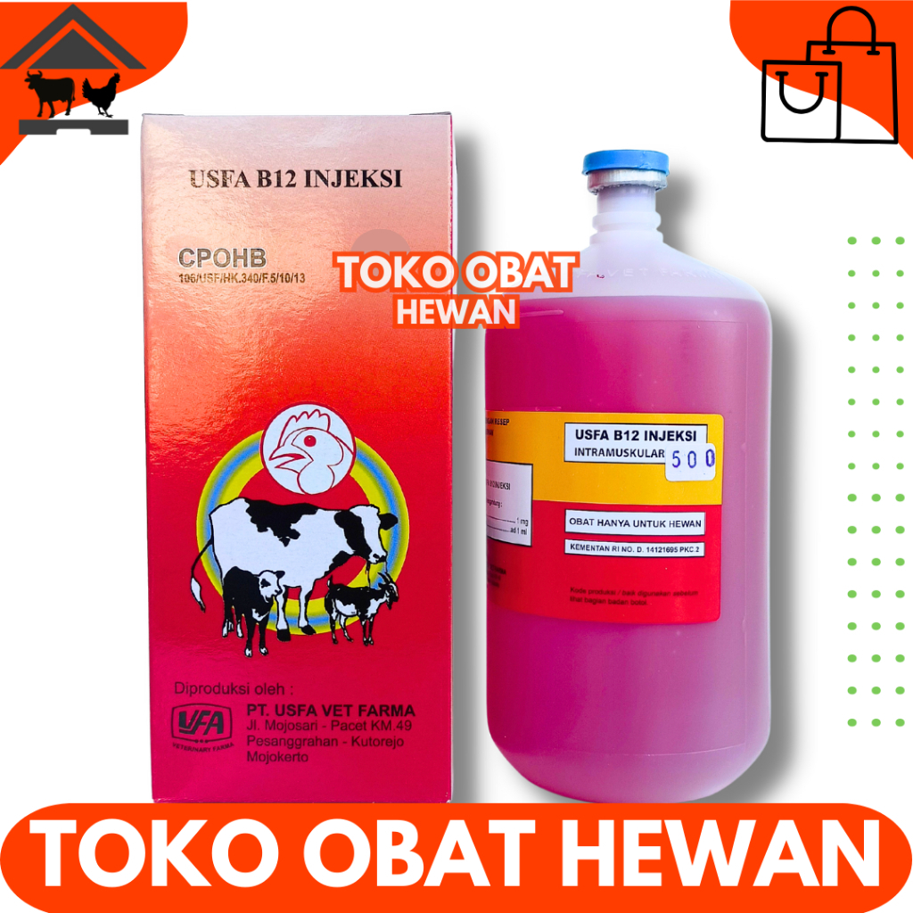 USFA VITAMIN B12 500 ML - Vitamin B12 Kambing - Vitamin B12 Ayam - Menambah Nafsu Makan & Mengatasi 
