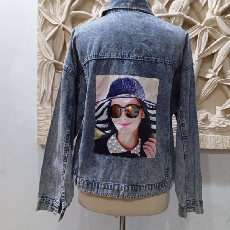Jaket Jeans Wanita Dewasa / Jaket Jeans Belakang Gambar Unik / Jaket Jeans Baru