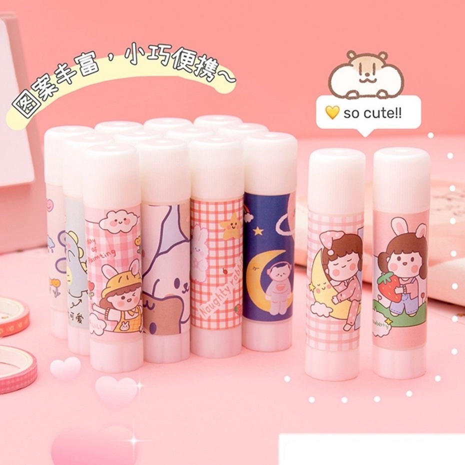 

GOGO APEN Lem Kertas Motif Lucu Glue Stick Korea Perekat Padat Stik Batang Putar ATK Sekolah Kantor