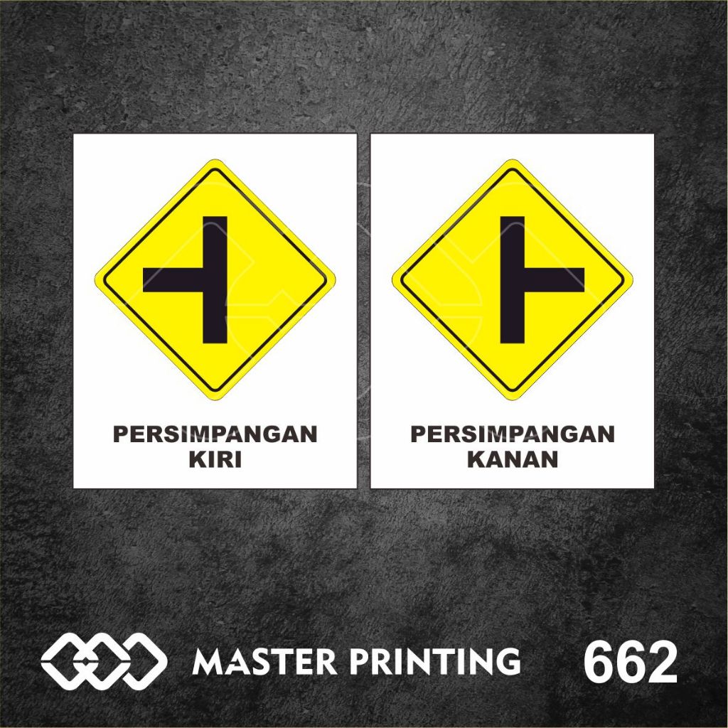 

662 - Stiker Persimpangan Ke Kiri dan Ke Kanan, Sticker Vinyl, Tahan Air, Termurah, dan Bisa Custom