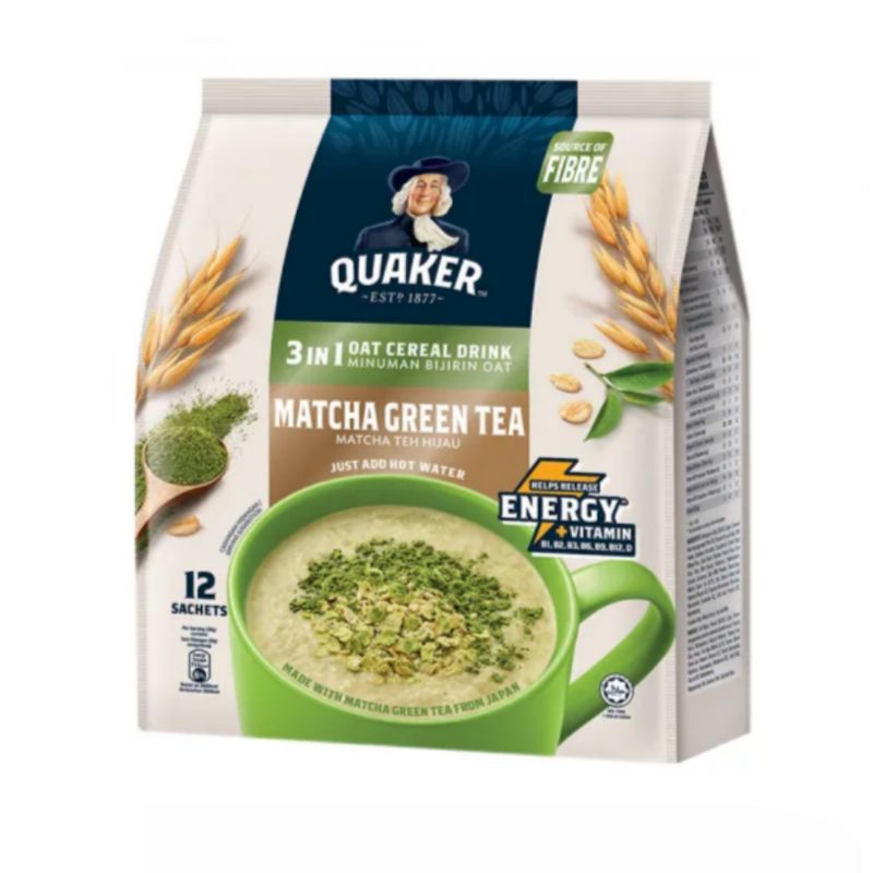 

QUAKER 3 in 1 Matcha Green Tea Oat Sereal Malaysia (12 sachet)