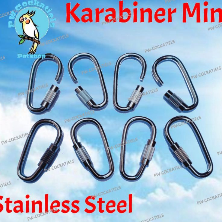 Promo Gembira  Carabiner Mini Stainless Karabiner Mini Ulir Kecil Screw Lock
