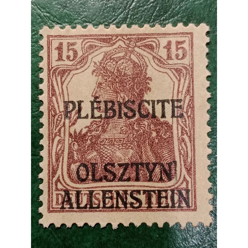 

Prangko Jerman 15 Pf Overprinted OLSZTYN-ALLENSTEIN tahun 1920 UN USED