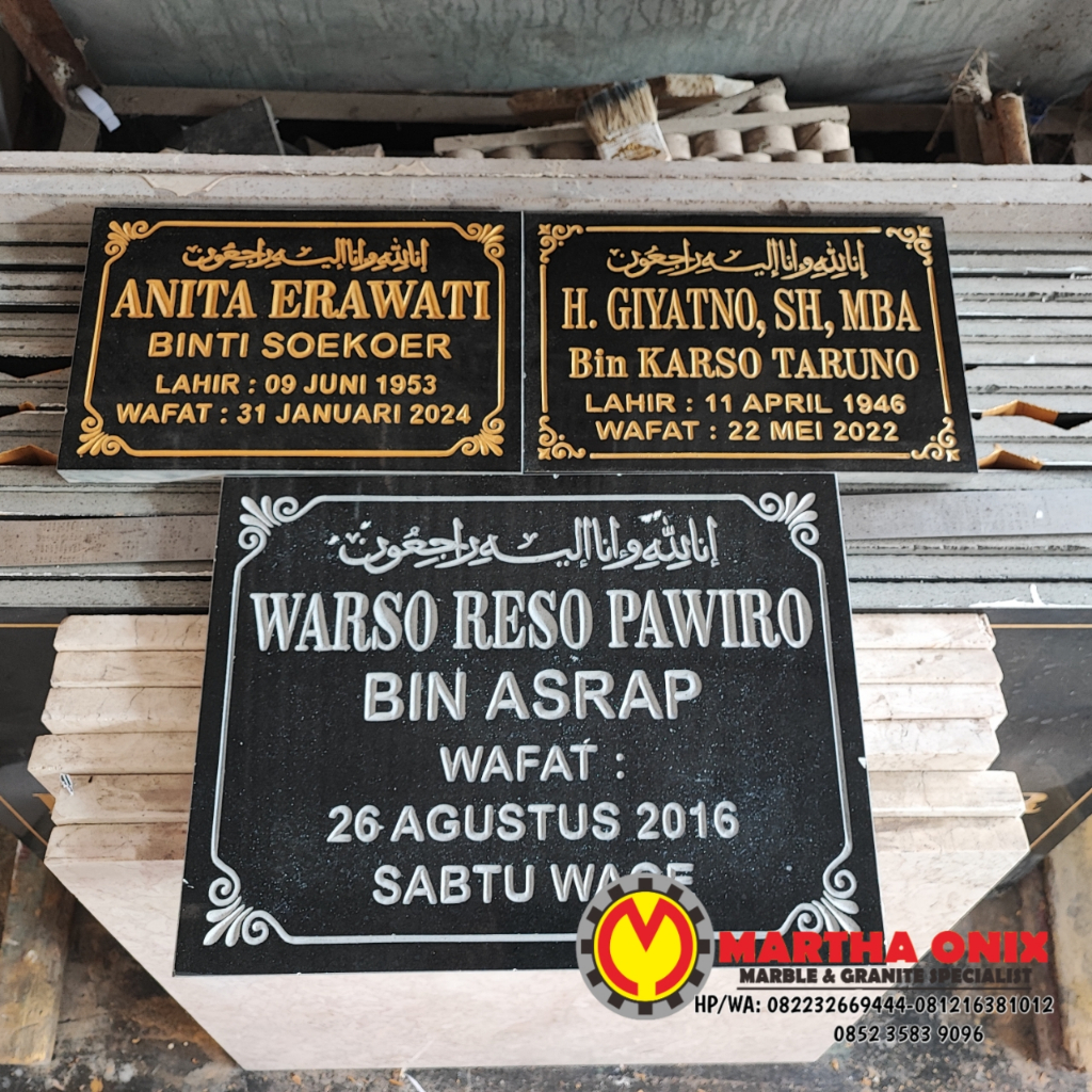 Plat Nama Makam Marmer Besar 40x60 cm & 60x60 cm