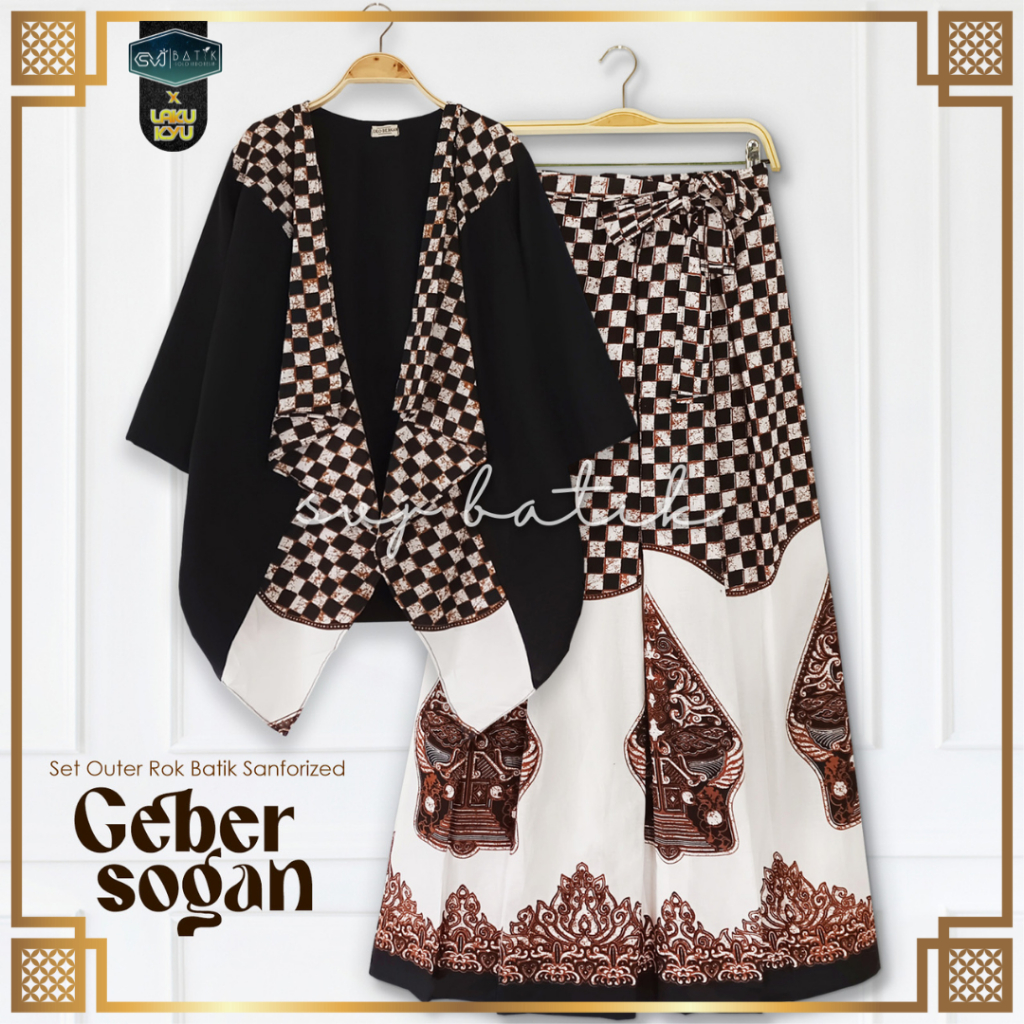 Set batik kondangan wanita terbaru baju pesta pernikahan ROK OUTER SET GEBER SOGAN BY SVJ