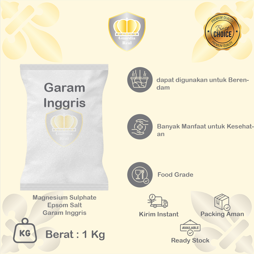 

Garam Inggris 1 Kg/ Magnesium Sulphate 1 Kg/ Epsom Salt 1 Kg/ Magnesium Sulfate 1 Kg/ MgSO4 1 Kg/ Garam Inggris Kiloan Murah