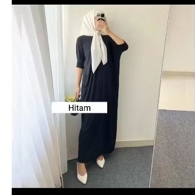 Gamis batwing jumbo knit- Abaya gamis knit batwing warna hitam