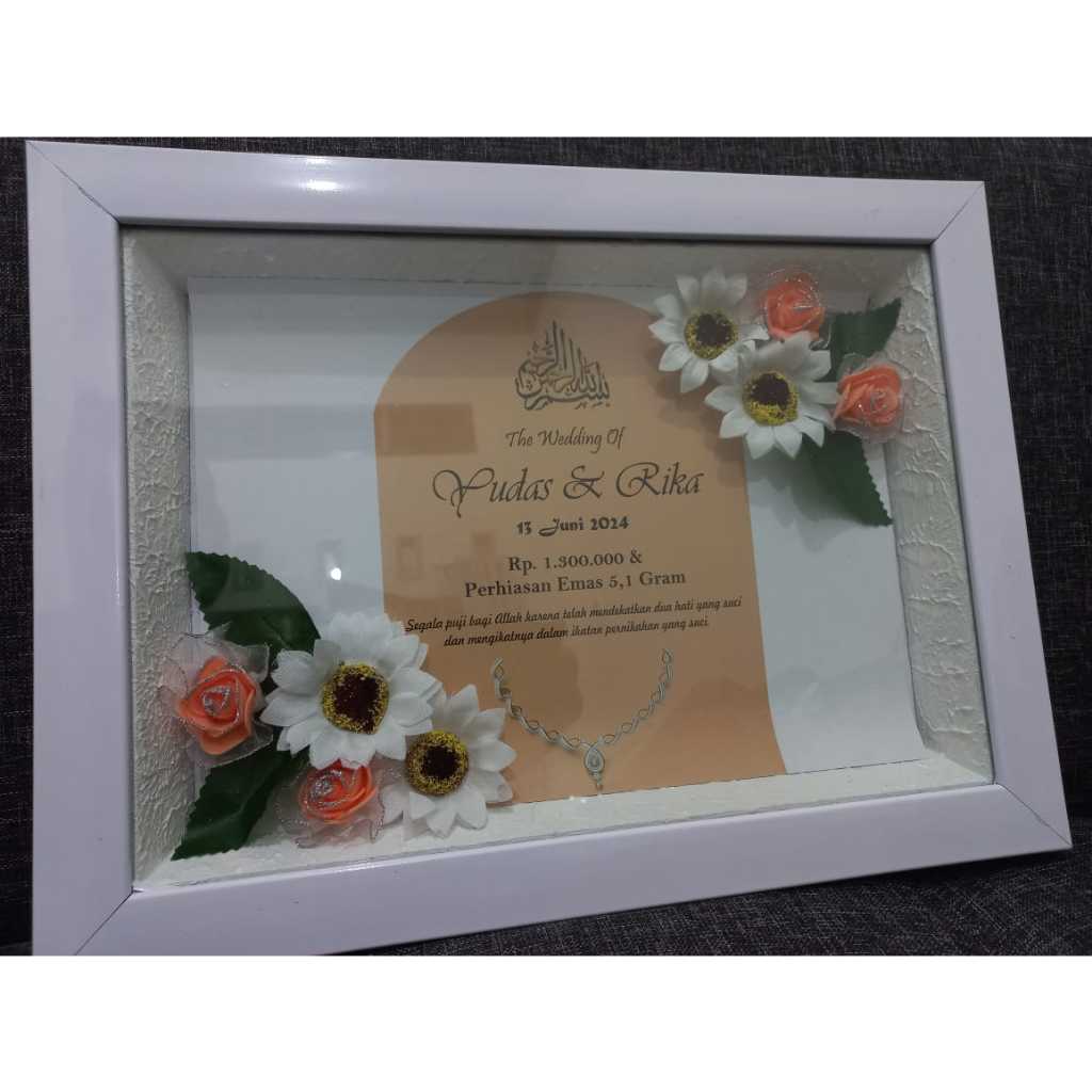 MAHAR PERNIKAHAN / CUSTOM MAHAR PERNIKAHAN 3D / SOUVENIR PERNIKAHAN / BINGKAI KAYU