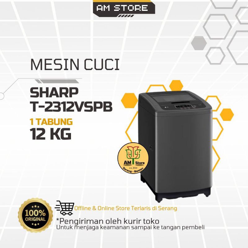 Mesin Cuci 1 Tabung Sharp 12Kg T-2312VSPB