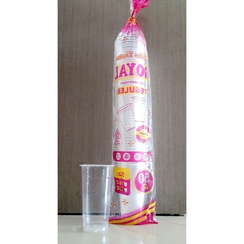 ROYAL Cup Plastik 22 OZ (REKOMENDASI TUTUP DATAR KECIL ) / Gelas Plastik @50 pcs / Gelas ROYAL plast