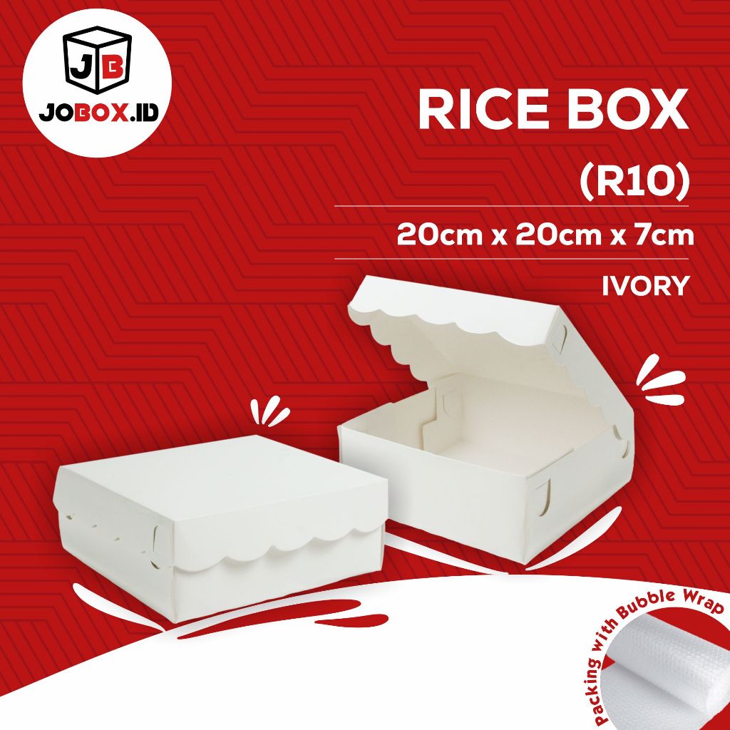Dus Nasi Kotak Nasi R10 20 x 20 Bahan Ivory Food grade / Kardus Makanan / Box Nasi Kotak / Box Nasi 