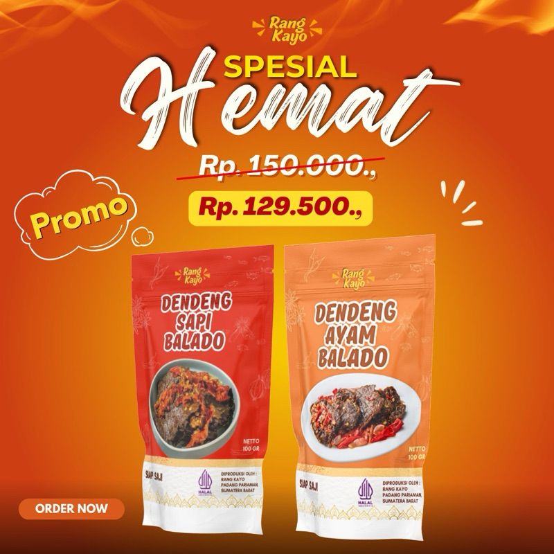 

Rang Kayo - Paket Hemat Dendeng Krispi Sapi Balado dan Dendeng basah Ayam Balado 175 gram