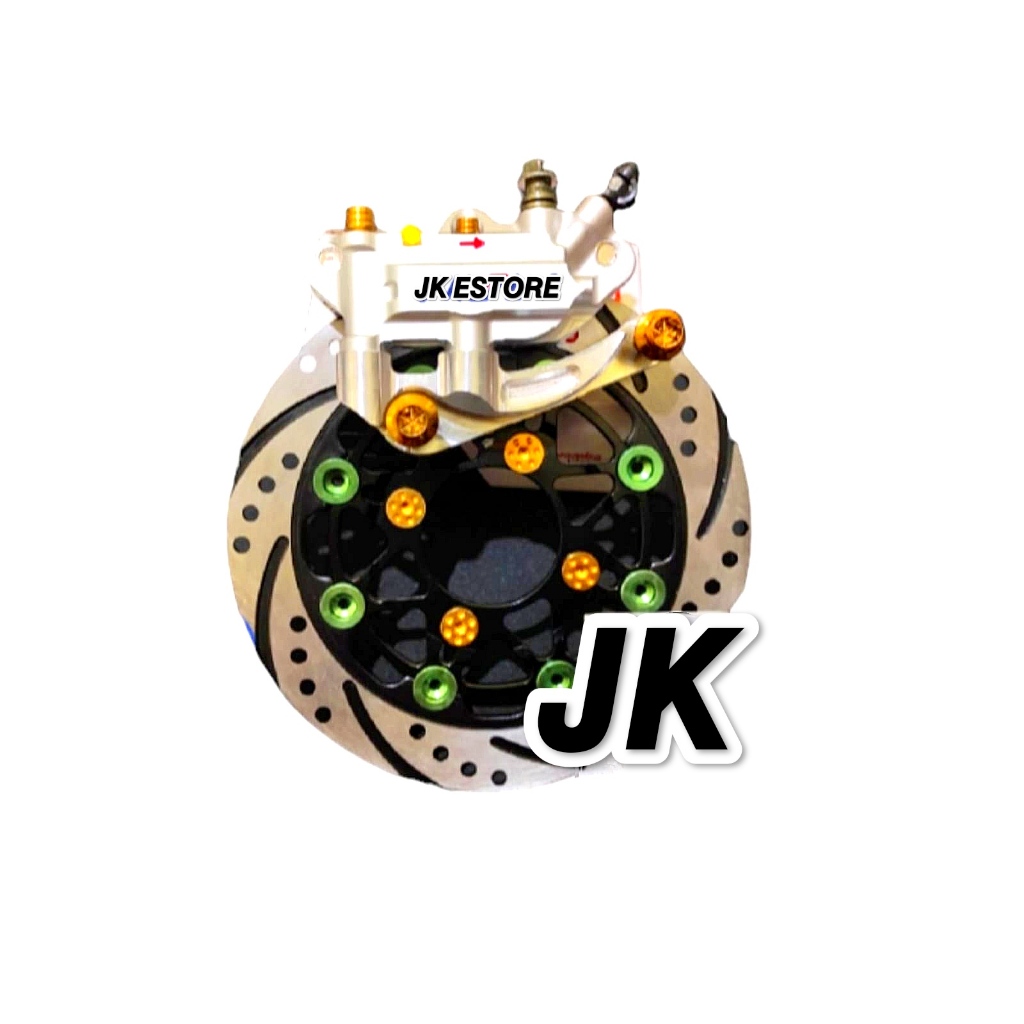 Paket Kaliper MIO MX OLD - kaliper Monoblok 4 Piston + Baut Kaliper 4pcs + Baut Cakram 4pcs + Disc C