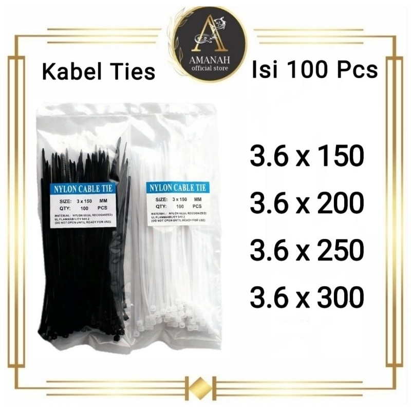 

Kabel Ties 1Pack isi 100PCS 3.6mm x 15cm , 20cm , 25cm , 30cm / Kabel Tie / Cable Tis / Kabel Tis / Nylon Cable Tie 3.6mm × 15cm , 20cm , 25cm , 30cm Serbaguna Hitam Putih Warna Warni