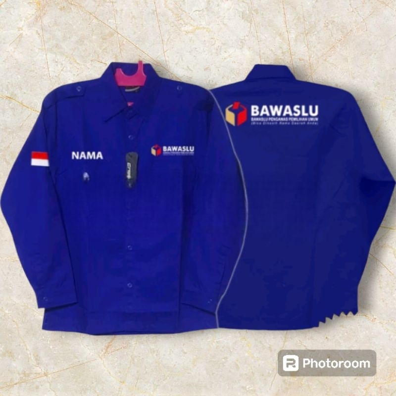 Kemeja BAWASLU Seragam Bawaslu Biru Lengan Panjang