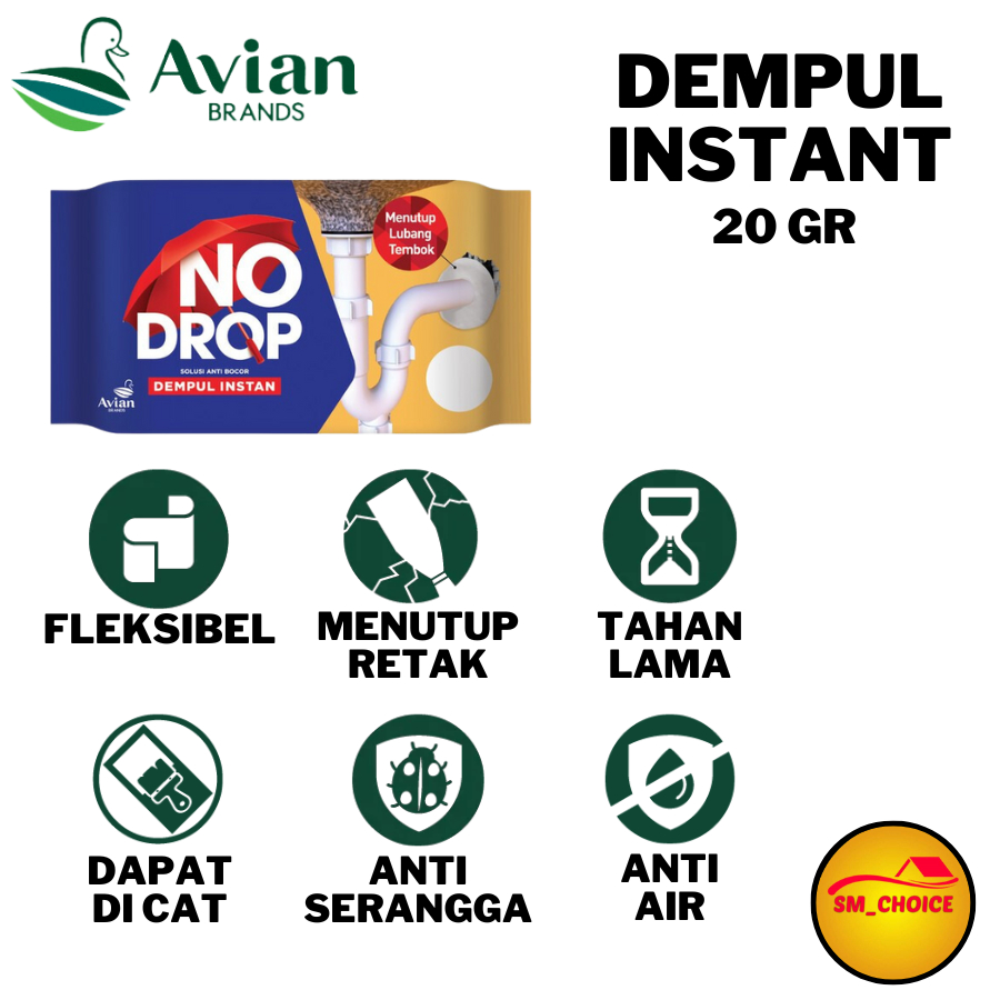 AVIAN NODROP DEMPUL INSTANT NO DROP DEMPUL INSTAN NO DROP SEALANT DEMPUL TEMBOK INSTAN 20GR