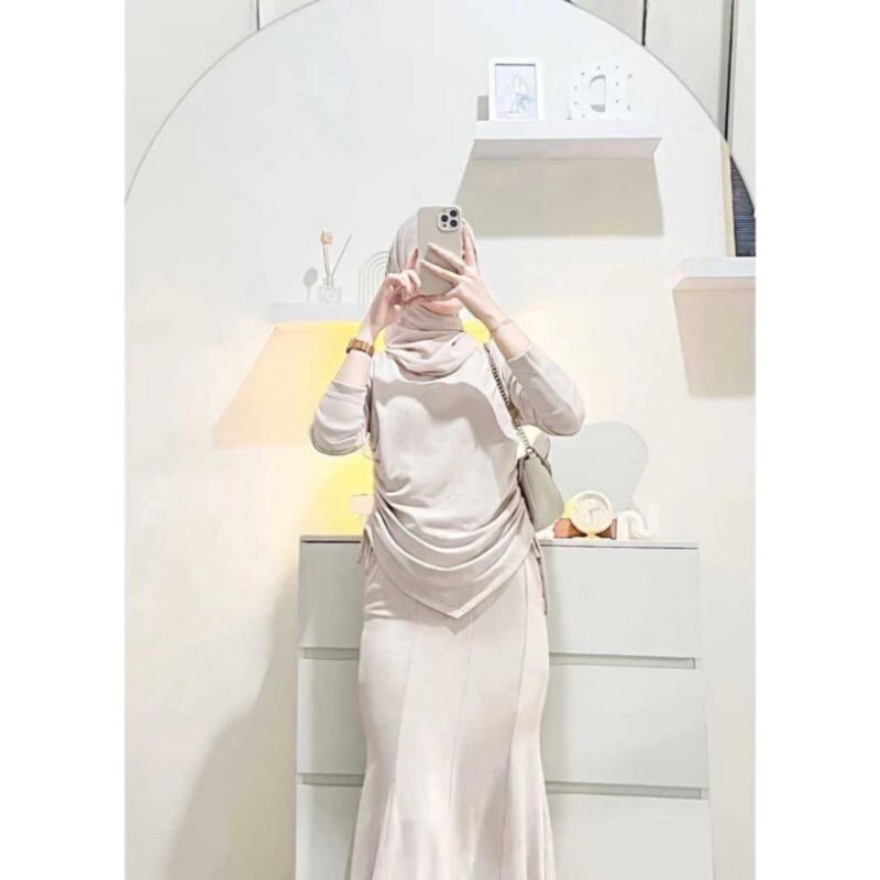 Blus Kaos Knit Wanita Variasi Serut Samping//Blus Top Knit Lengan Panjang