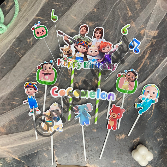 

Cake Topper Cocomelon Happy Birthday / Dekorasi Kue Ultah Karakter Premium